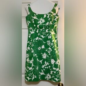 J. Crew Green and White Cotton Dress